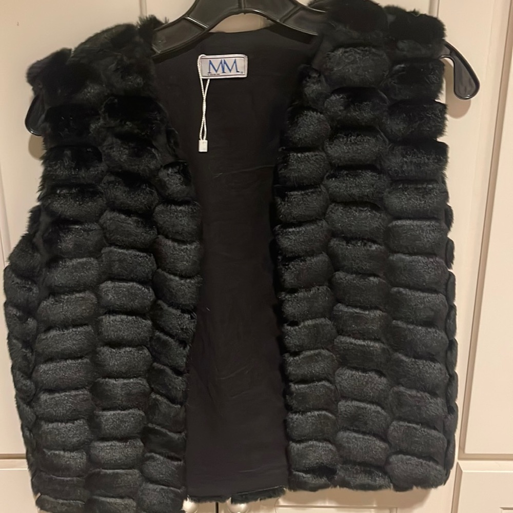Miss Me size 14 black faux fur vest